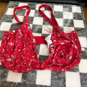 Victoria's Secret Unlined Demi Red Floral Bra